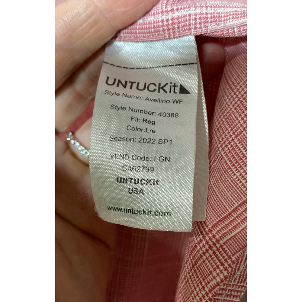 UNTUCKit Avellino WF Men's‎ X-Large Red Plaid Wrinkle Free Cotton Shirt - Picture 4 of 5